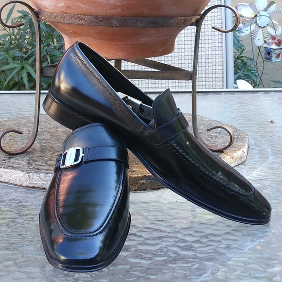 💯 !!!!!SOLD!!!!!!   Salvatore Ferragamo Black Leather Rain Lux Slip  Ons - Picture 7 of 14